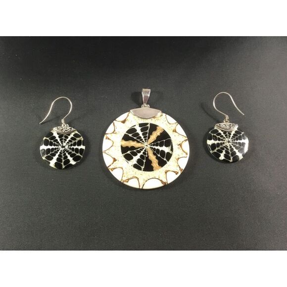 Handmade Art Jewlery Pendent & Earring Set‎ Sterling Silver 925 finding - Picture 2 of 10